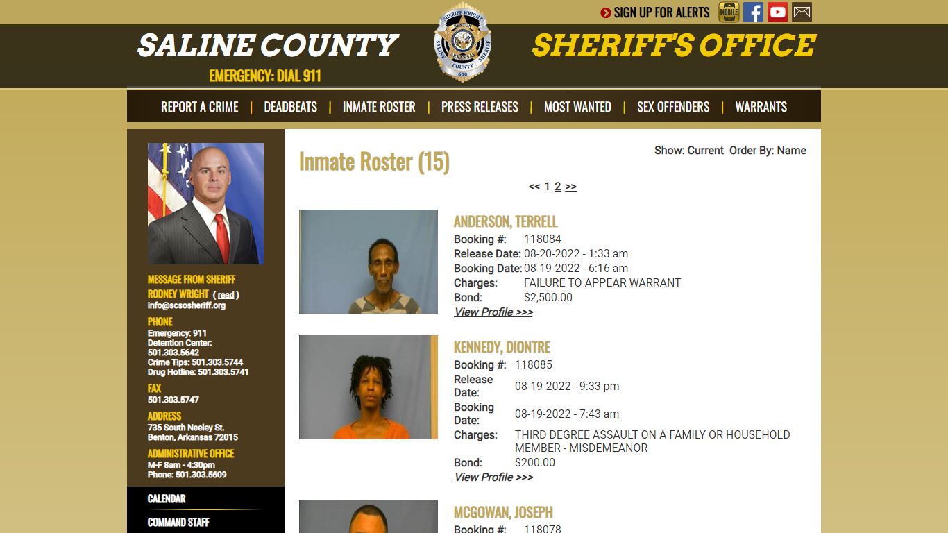 Released Inmates Booking Date Descending - Saline County Sheriff's Office